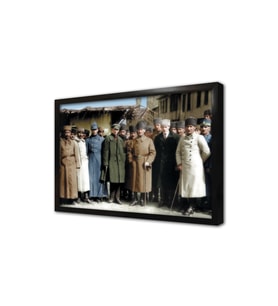 Atatürk Subaylarla Birlikte Çerçeveli Mdf Tablo
