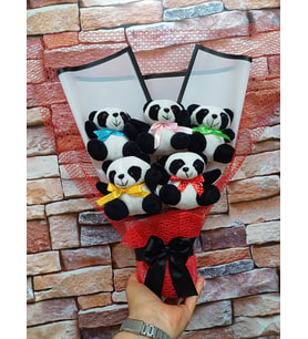 Sevgiliye Hediye Panda Ayıcıklı Ayıcık Buketi