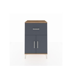 Hyperion Komodin Tek Raflı Tek Çekmeceli 2 Kapaklı 60x44x96 Çam-Antrasit