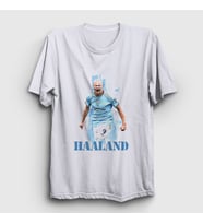 Presmono Unisex Beyaz Erling Haaland Spor Futbol T-Shirt 430551tt