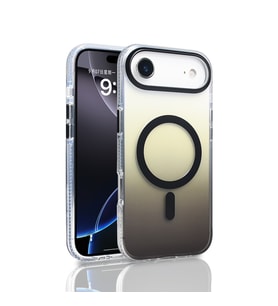 Apple iPhone 17 Air Uyumlu Kılıf M-safe Şarj Özellikli Transparan Renk Geçişli Zore Toros Kapak (Siyah)