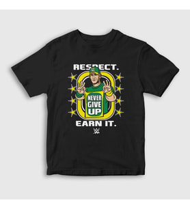 Presmono Unisex Çocuk Siyah Never Give Up Güreş Wwe John Cena T-Shirt 498603tt