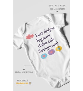 Evet doğru, teyzemi daha çok seviyorum Kısa Kollu Bebek Body %100 Pamuk