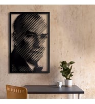 Atatürk Portresi Metal Duvar Tablosu - 45X69, Siyah