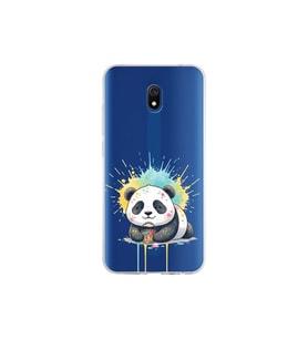Redmi 8A ile Uyumlu Splash Panda Tasarımlı Şeffaf Silikon Kılıf