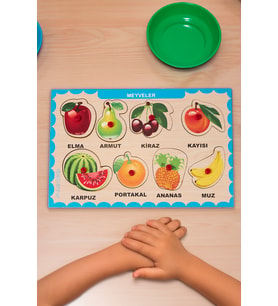 Eğitici Ahşap Tutmalı Yapboz Meyveler Puzzle
