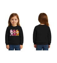 Unisex Labubu Baskılı Çocuk Swaetshirt 3 İplik Şardonlu (Siyah)