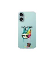 iPhone 16 ile Uyumlu Splash Tembel Hayvan Tasarımlı Şeffaf Silikon Kılıf