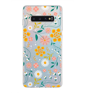 Samsung Galaxy S10 Plus Kapak Çiçek Tasarımlı Şeffaf Silikon Kılıf