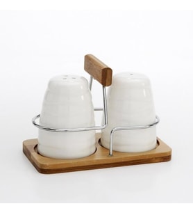UN 6835 FAME KİTCHEN 2 Lİ STANDLI BAMBU TUZLUK BİBERLİK (Beyaz)