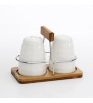 UN 6835 FAME KİTCHEN 2 Lİ STANDLI BAMBU TUZLUK BİBERLİK  (Beyaz)