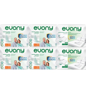 Evony Hasta Bezi Yetişkin Bel Bantlı Tekstil Yüzey L-Büyük 120 Adet + Yatak Koruyucu Örtü 60 Adet