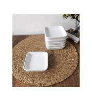 6'lı Seramik Beyaz Kare 10x10x1.5 Cm Sosluk & Sunumluk