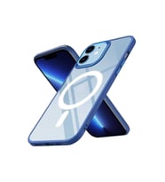 Apple iPhone 12 Uyumlu Kılıf Wireless Şarj Özellikli Zore Krom M-safe Silikon Kapak (Lacivert)