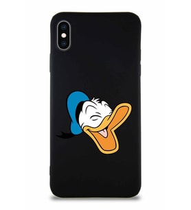 Apple iPhone XS Max Soft Premier Kapak Donald Duck-E Tasarımlı Silikon Kılıf - Siyah (Şeffaf)