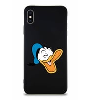 Apple iPhone XS Max Soft Premier Kapak Donald Duck-E Tasarımlı Silikon Kılıf - Siyah (Şeffaf)