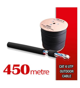 Qport Yüksek Bakır Utp 23Awg 0.58 MM Dış Ortam Cat6 Outdoor Kablo 450 Metre