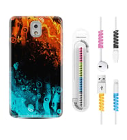 Samsung Note 3 4 5 8 9 20 Ultra 10 Lite Kılıf Kablo Koruma Spiral Silikon Orange Blue Color 1665