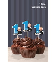 Patron Bebek Boss Baby Temalı 1 Yaşında Cupcake Süsü '10lu