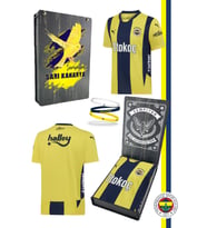 Fenerbahçe Orijinal 2024 Yeni Sezon Çubuklu Çocuk Forma + Bileklik Set Kutulu (Sarı)