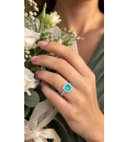 925 Ayar Gümüş Doğal Paraiba Taşlı Pırlanta Montür Yüzük
