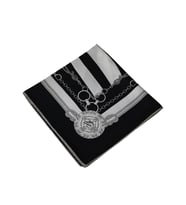 VESİ Eşarp Zincir Desenli Sport Twill Eşarp 120x120 cm (Siyah - Beyaz)