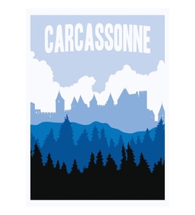Carcassonne Masa Oyunu- Minimalist Seyahat Poster Tarzı - Oyun Sanatı Tablo Ahşap Poster Dekoratif