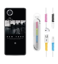 Huawei Nova Y70 Y90 Nova 9 SE  Kılıf Kablo Koruma Spiral Silikon New York 1612