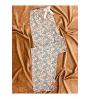 Çiçek Motifli Cepsiz Viskon Yazlık Kadın Pijama Altı (Mavi)
