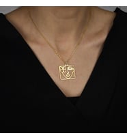 Kişiye Özel 925 Ayar Gümüş Kelebek Detaylı Kadın Silüet Kolye (Gold)