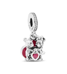 Nur Silver Mickey Ve Minnie Kalp Gümüş Charm NUR-BL00209