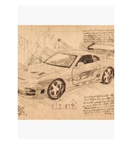Toyota Supra Turbo Hızlı Ve Öfkeli Sokak Yarışı Arabası Tablo Ahşap Poster Dekoratif