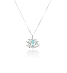 925 AYAR GÜMÜŞ MİNELİ  LOTUS ÇİÇEĞİ KOLYE (Gümüş)