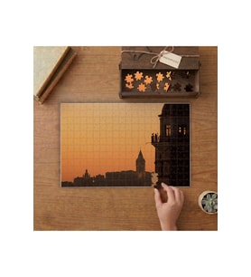 Galata Kulesi ve Kız Kulesi Tasarımı 240 parça Ahşap Puzzle Ahşap Kutuda MP08839
