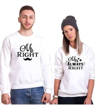 Tshirthane Mr Right Sevgili Kombinleri Sweatshirt Kombini (Tek Ürün Fiyatıdır.)