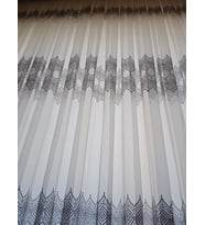 BEYAZ SADE GRİ ÇİZGİLİ TÜL PERDE 1/3 SIK PİLELİ
