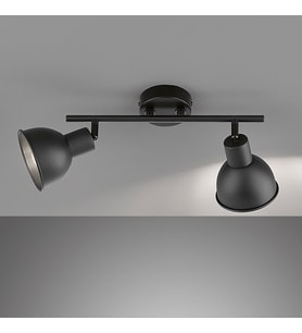 Rsylight Retro Rustik Metal 180 Derece Hareketli Siyah 2 Li Spot Avize