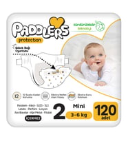 Paddlers Protection Bebek Bezi 2 Numara Mini (3-6 Kg) 120 Adet – 2’li Jumbo Set, Maksimum Koruma