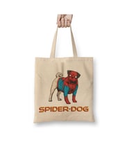 Spider Dog Pug Köpek Beyaz Bez Çanta Uzun Saplı Alışveriş Çantası Plaj Çantası