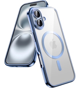 Apple iPhone 17 Kılıf Kamera Lens Korumalı Renkli Magsafe Şeffaf Silikon Mavi