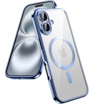 Apple iPhone 17 Kılıf Kamera Lens Korumalı Renkli Magsafe Şeffaf Silikon Mavi
