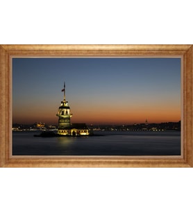 Çerçeveli Paspartulu Manzara Tablo ah1893 (Gold)