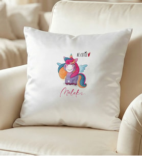 Kişiye Özel Be Cutie Unicorn  Yastık Doğum Günü Hediyesi (Beyaz)