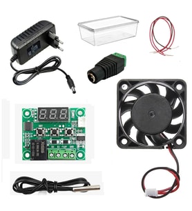 DC 12V Adaptörlü Dijital Termostat Sıcaklık Kontrol Kartı ile 12V Fan Pervane Çalıştırma Devresi Öğrenci Hobi Deney Seti