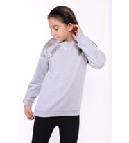 Toontoy Kız Çocuk Pullu Nakışlı Sweatshirt ( Gri-Melanj)