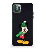 Apple iPhone 11 Pro Max Soft Premier Kapak Mickey Mouse-G Tasarımlı Silikon Kılıf - Siyah (Şeffaf)