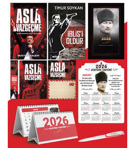 Asla Vazgeçme - Ayraç - Kartpostal - Poster - İblisi Öldür -  2026 Ajanda Komutan - Kalpaklı Ahşap Duvar Takvimi - Masa Takvimi