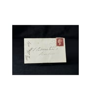 İngiltere Klasik Dönem 1867 Victoria Dönemi Red Penny Pullu Zarf postadan geçmiş Plate Number 92 Ha