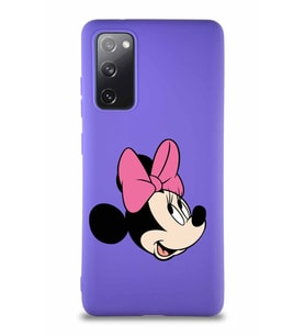 Samsung Galaxy S20 FE Soft Premier Kapak Minnie Mouse-A Tasarımlı Silikon Kılıf - Mor (Şeffaf)