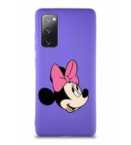 Samsung Galaxy S20 FE Soft Premier Kapak Minnie Mouse-A Tasarımlı Silikon Kılıf - Mor (Şeffaf)